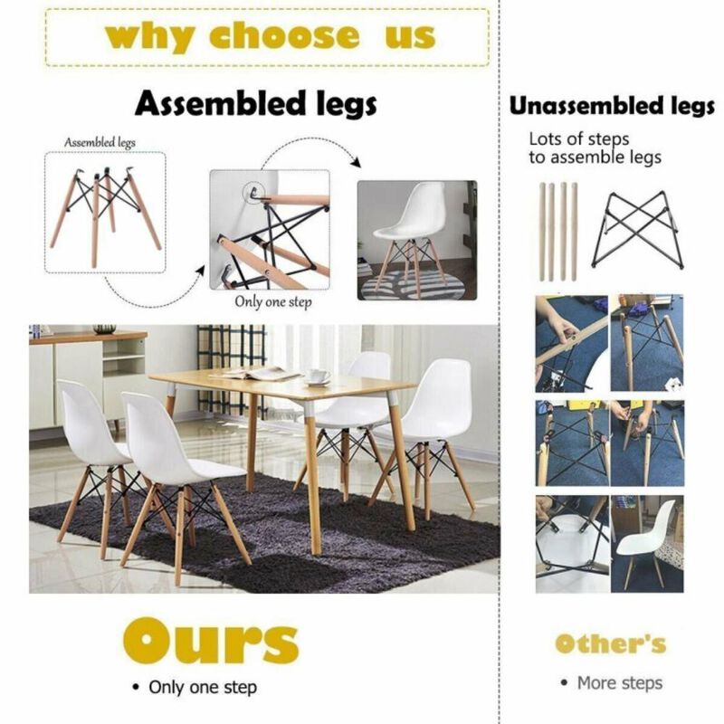 Hivvago Modern Set of 2 Mid-Century DSW Dining Side Chair