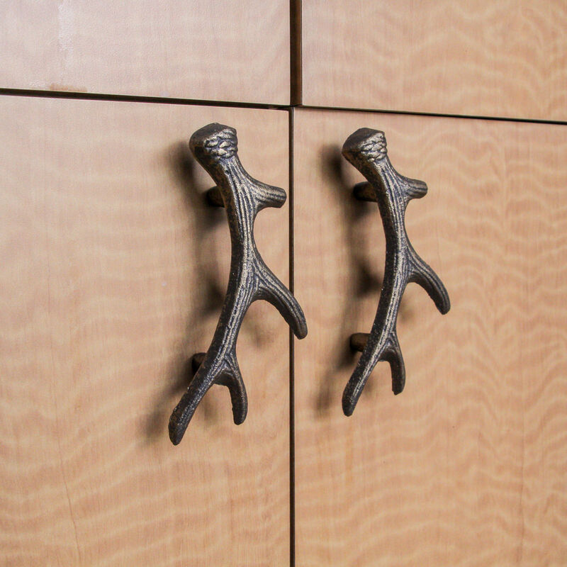Set of 6 Antique Bronze Finish Cast Iron Deer Antler Drawer Pulls &ndash; Perfect for Cabinets and Dressers, 6.25 Inches Long, Ideal for Western-inspired Homes image number 6