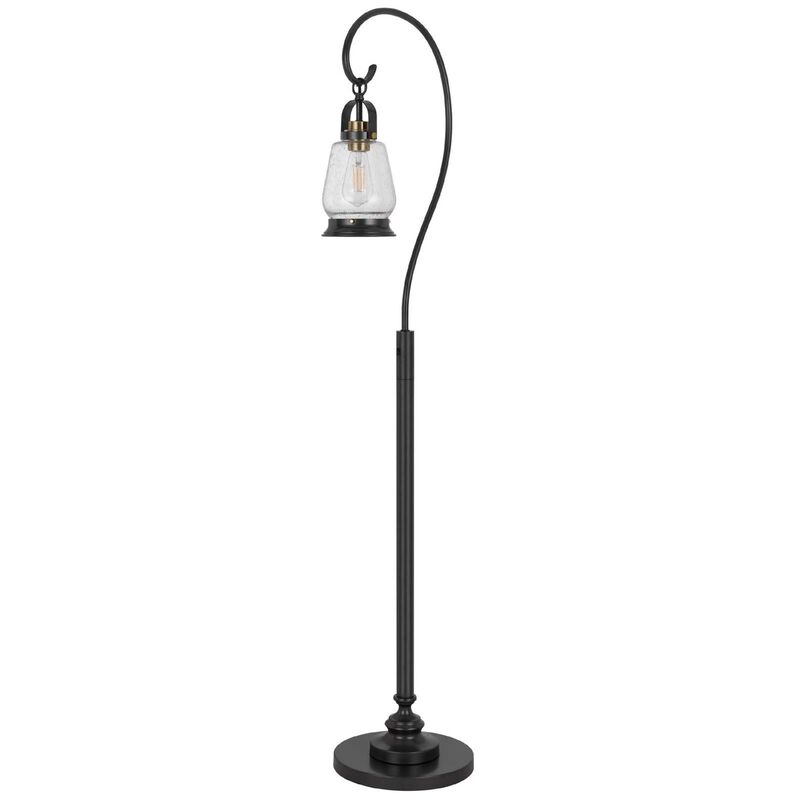 Jerry Classic Lantern Floor Lamp, Bubble Glass Shade, Dark Bronze Metal image number 3