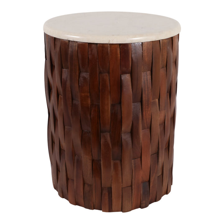Davinwell Woven Teak Base Accent Table