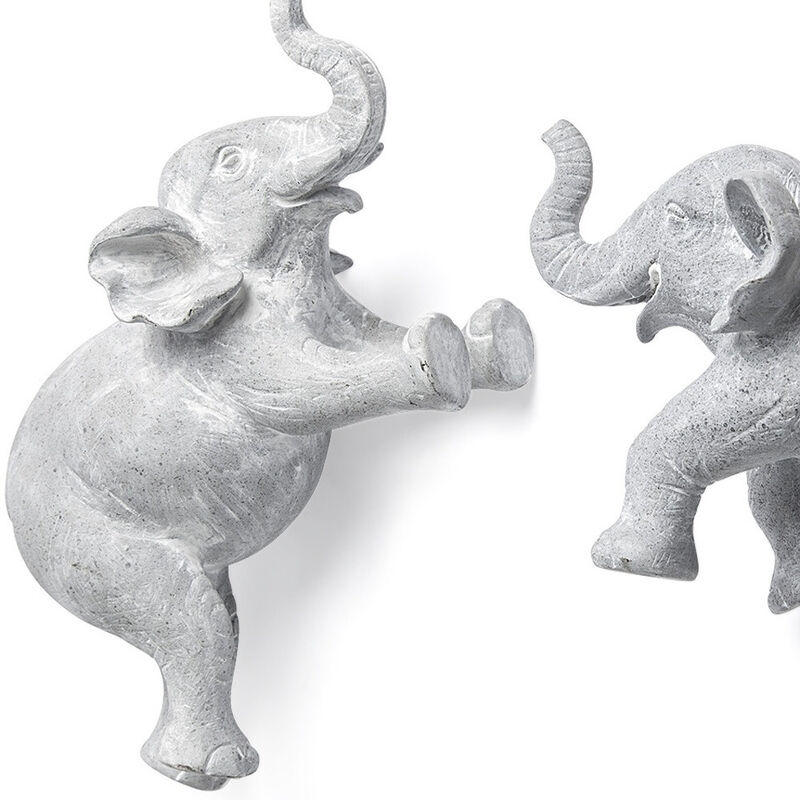 HomeRoots Set of Two Maynard I Gray Elephant Resin Hanging Dimensional Sculpture image number 3
