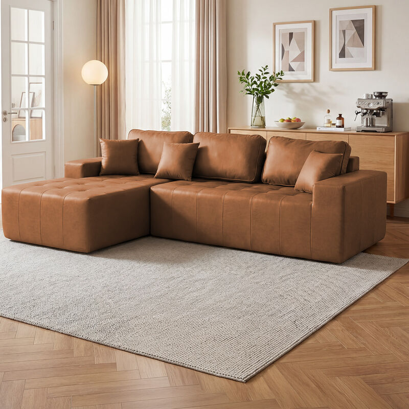 Lubcle Faux Leather Compression Sofa image number 1
