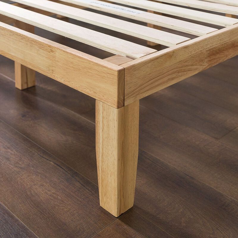 QuikFurn Full size Solid Wood Platform Bed Frame in Natural Finish