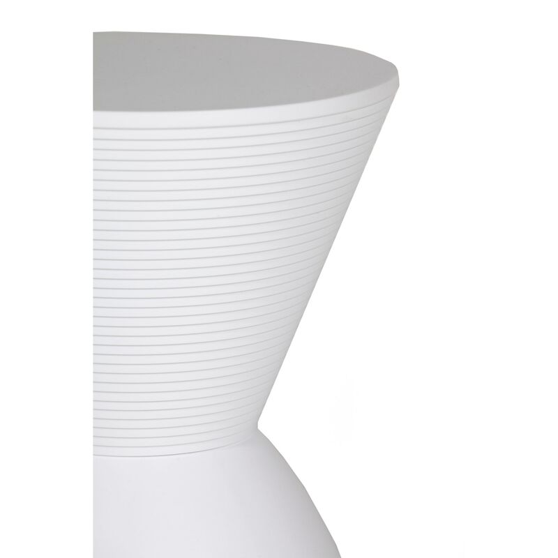 Hillary 17 Inch Side Table, Indoor Outdoor, Hourglass Shape, White Finish