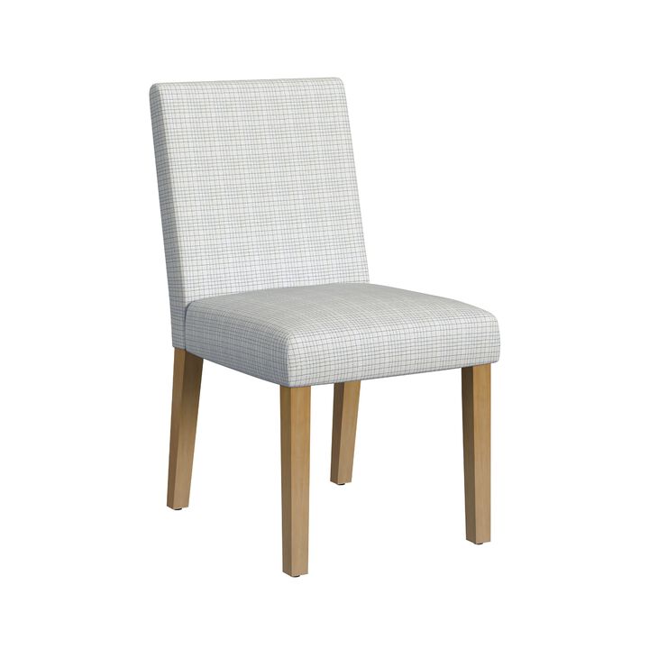 Kip Dining Chair, Honey Oak Wood, Cream Mini Grid Pattern Woven Fabric