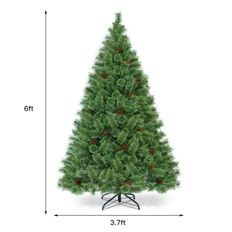 Hivvago 6 Feet Pre-Lit PVC Artificial Carolina Pine Tree with LED Lights