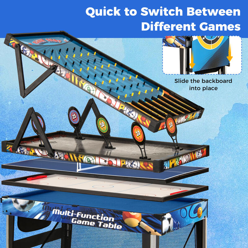 10-in-1 Game Table Set with Basketball, Soccer & Table Tennis-Blue image number 7