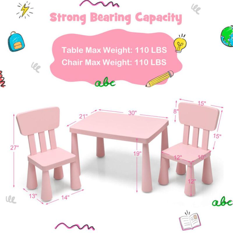 Hivvago 3 Pieces Toddler Multi Activity Play Dining Study Kids Table and Chair Set