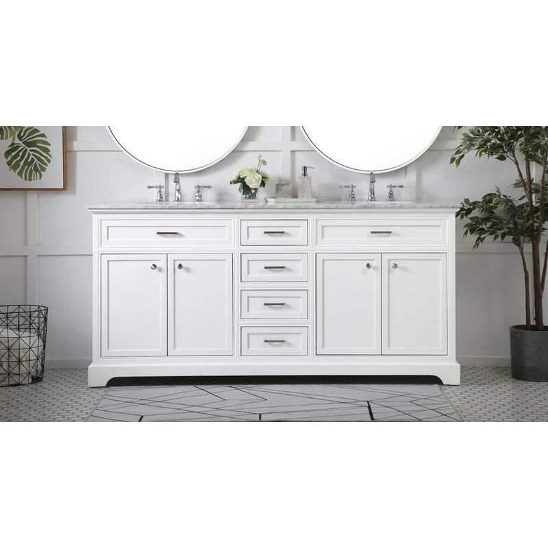 Elegant Kitchen and Bath 72 inch double bathroom vanity in white