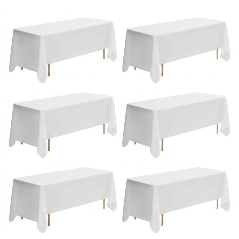 6 Pack Tablecloths for Rectangle Tables, Durable Washable Fabric Covers for Dining Events-White image number 0