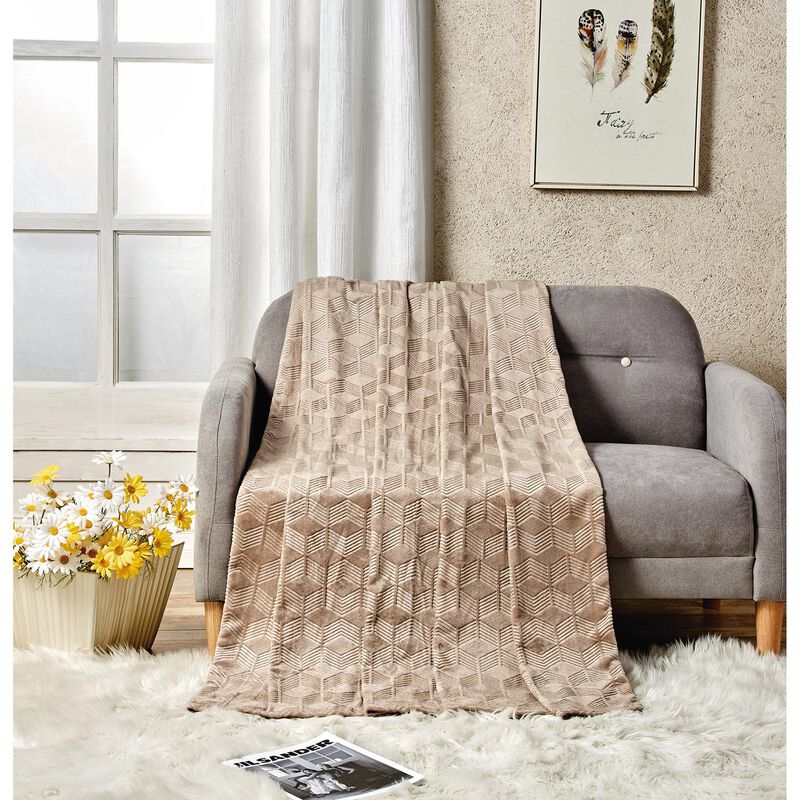 Amrani Bedcover Embossed Blanket, Soft Premium Microplush, Queen, Plum