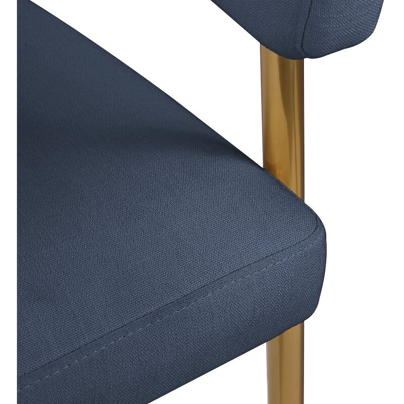 Meridian Furniture Creston Deep Navy Durable Linen Textured Fabric Dining Chair
