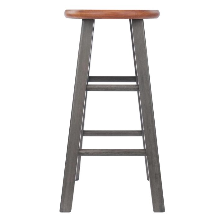 Casafoyer Rustic Gray and Teak Ivy Counter Stool - Solid Wood, 24"