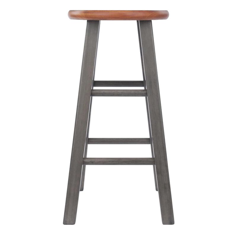 Casafoyer Rustic Gray and Teak Ivy Counter Stool - Solid Wood, 24"