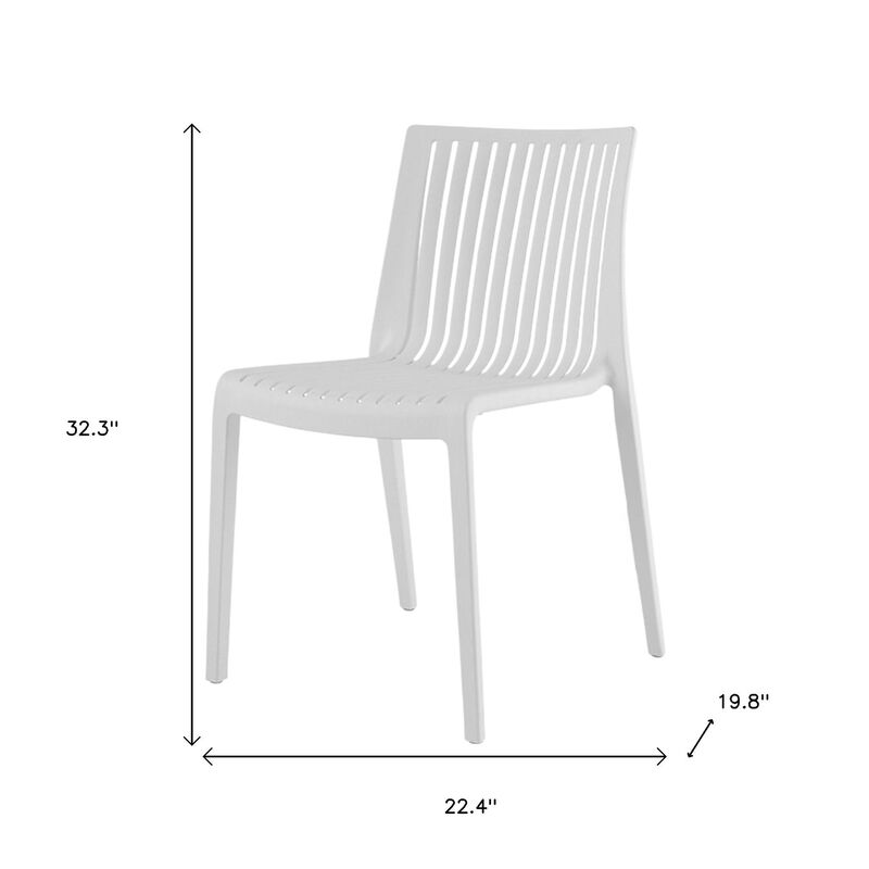 HomeRoots Set of Two White Heavy Duty Plastic Outdoor Stacking Accent Chairs image number 4