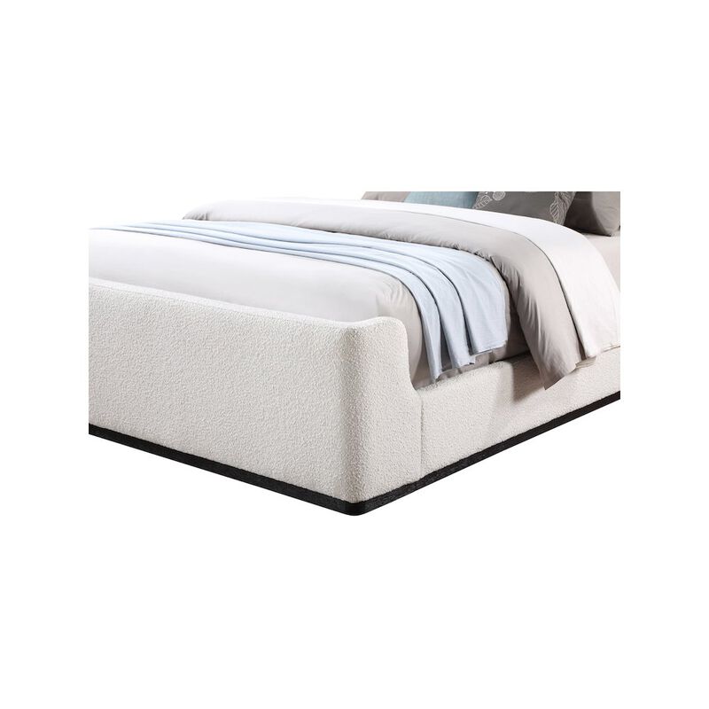 Meridian Furniture Oliver Cream Boucle Fabric Queen Bed