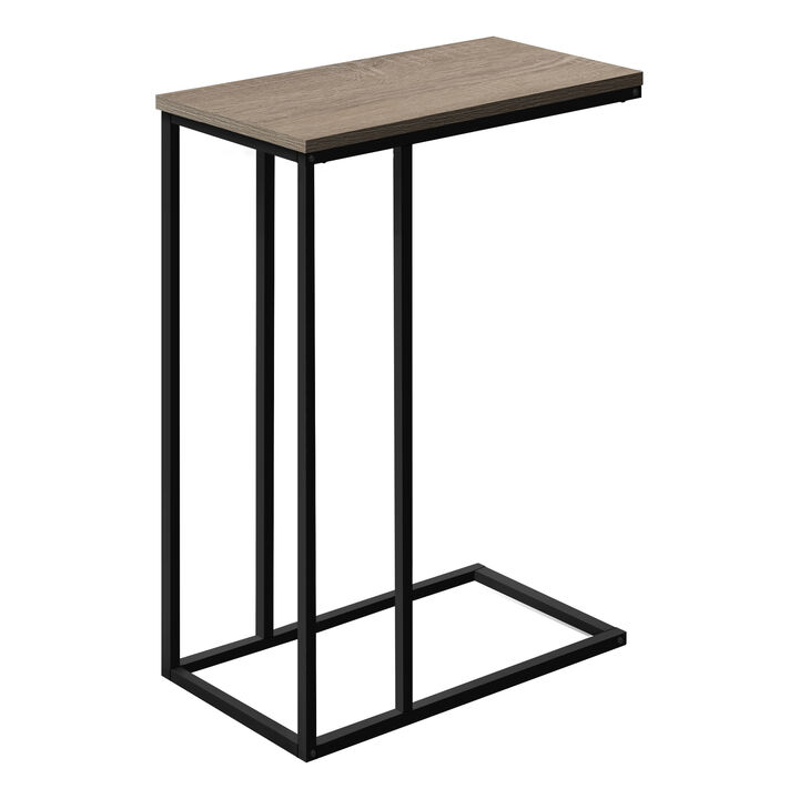 Monarch Specialties I 3766 Accent Table, C-shaped, End, Side, Snack, Living Room, Bedroom, Metal, Laminate, Brown, Black, Contemporary, Modern