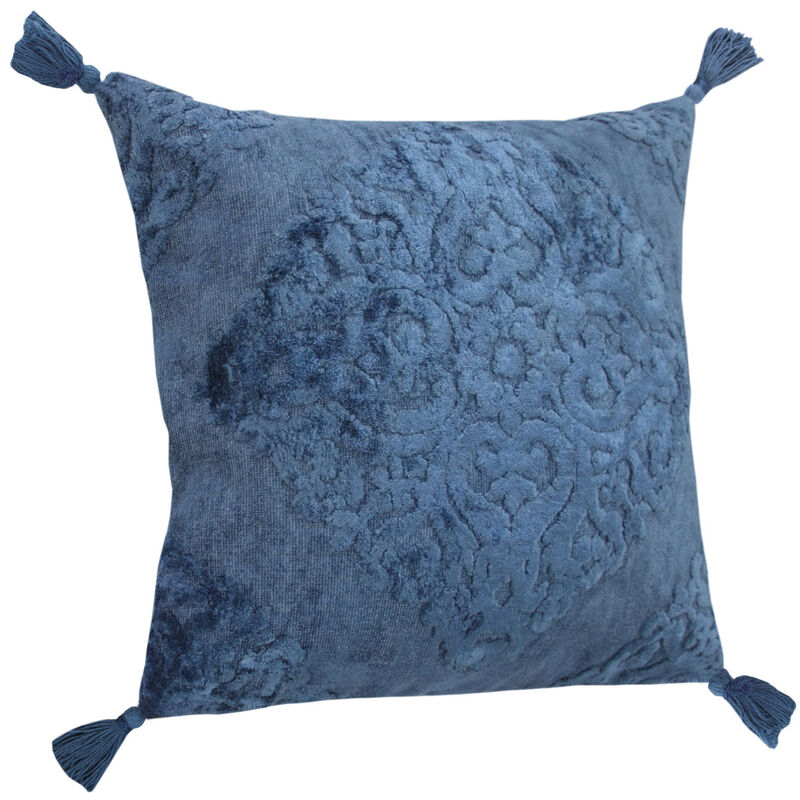 Boho Damask Cotton Blend Zippered Pillow with Tassels &ndash; Stylish Decorative Cushion for Sofa or Chair