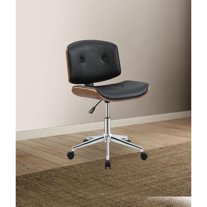 Acme Furniture Camila Office Chair, Black PU & Walnut