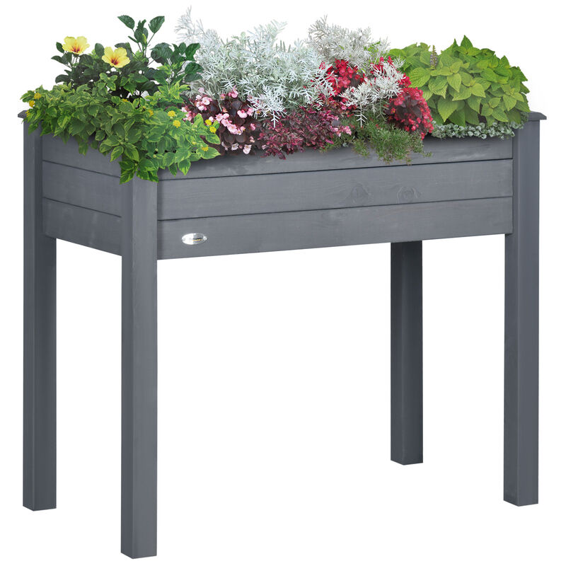 Hivvago 34" Wooden Raised Garden Bed with Drainage Holes image number 0