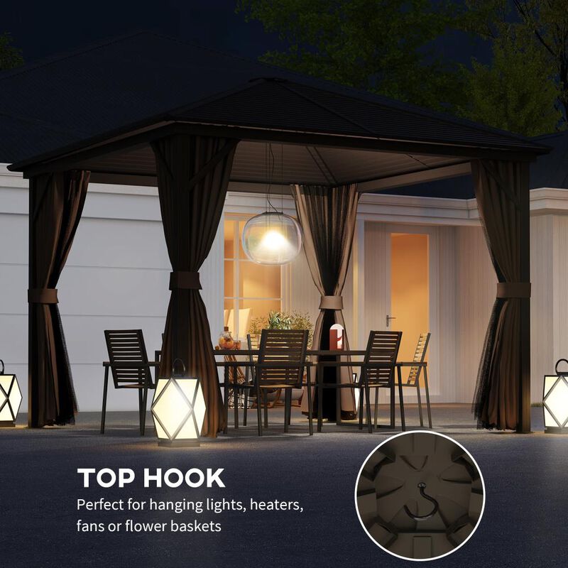 Hivvago 10x10 Permanent Hardtop Gazebo Aluminum Frame image number 5