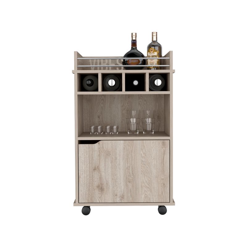 DEPOT E-SHOP black coffee and bar cart 35" H, with 4 wheels, with division for 4 bottles, central shelf, and drawer with openwork door handle. Storage cabinet for glasses and snacks