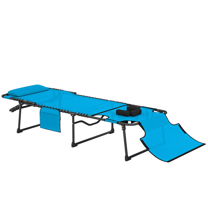 Hivvago Outdoor Reclining Sun Lounger with Headrest and Pocket