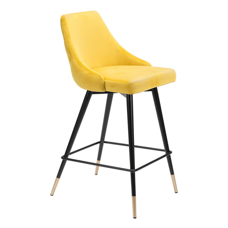 Hivvago 26 Inch Yellow And Black Steel Low Back Counter Height Bar Chair