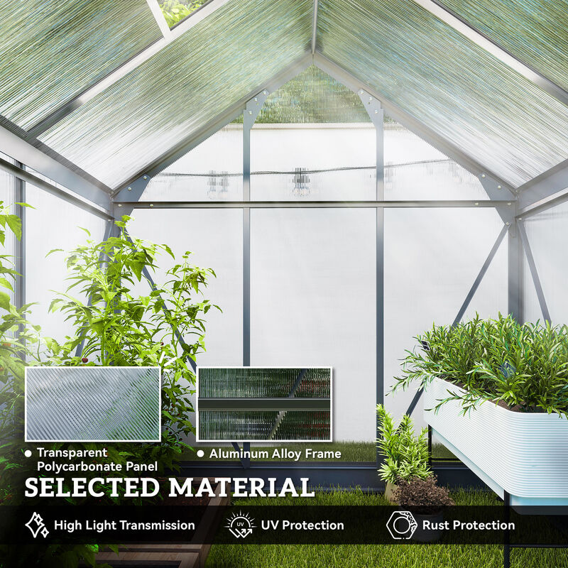Hivvago 6.2' x 4.3' Walk-in Polycarbonate Greenhouse Kit image number 4