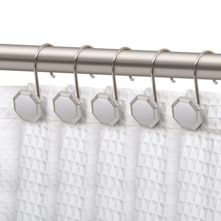 Utopia Alley Rust-Proof Zinc Shower Curtain Hooks with Octagon-Shaped end, Shower Hooks Hangers for Bathroom, Kitchen Utensils, Curtains, Clothing, Towels etc - Set of 12