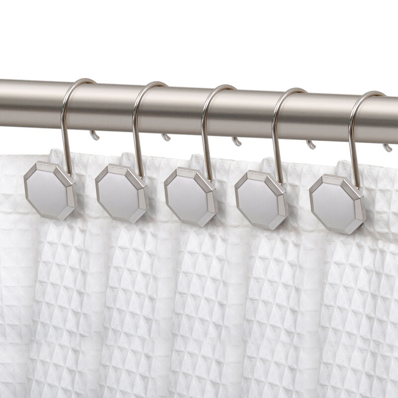 Zinc Shower Curtain Hooks, Set of 12 image number 1