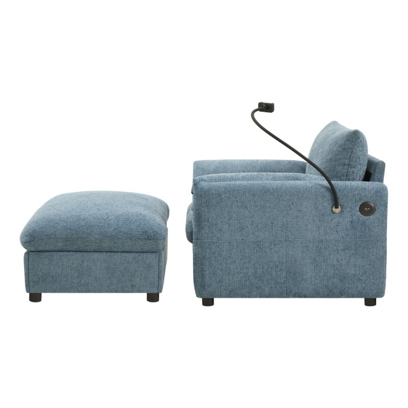 Kiple Modern Chenille Accent Chair & Ottoman Set image number 7