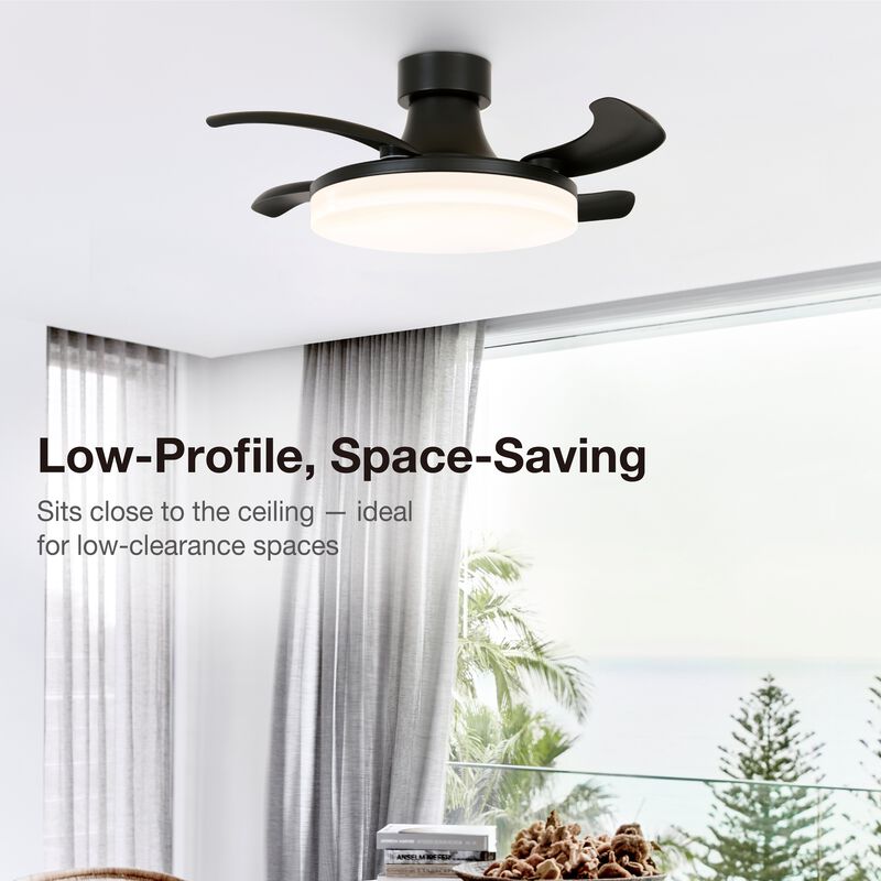 Fanaway Orbit 36" Indoor/Outdoor Retractable Blade Ceiling Fan with Light and Remote, Modern Fandelier Ceiling Fan, Patented Design Technology, Stronger Thicker Blades, Damp Rated image number 4