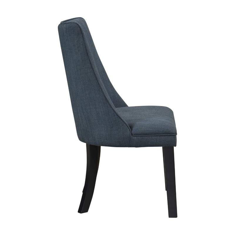 Keya Dining Side Chair Set of 2, Wingback, Blue Gray Polyester, Brown Wood image number 4