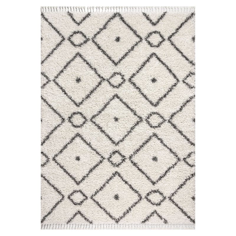Mercer Shag Plush Tassel Moroccan Diamond Area Rug
