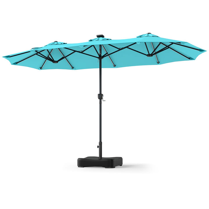 Outdoor 13 FT Double Sided Umbrella with 108 LED Lights and Stable Base for Backyard Use