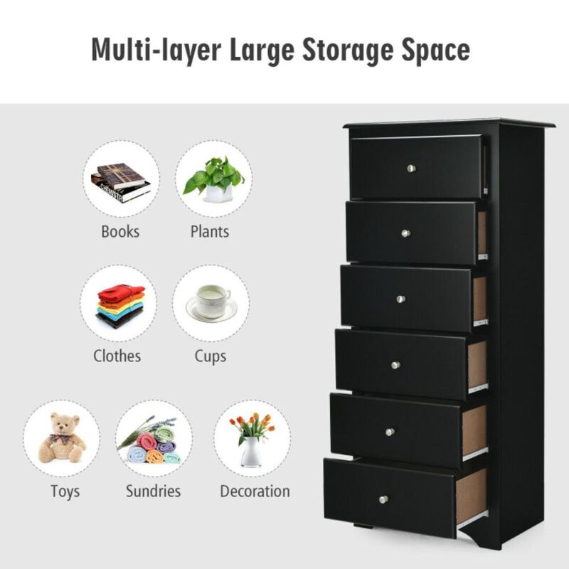 Hivvago 6 Drawers Chest Dresser Clothes Storage Bedroom Furniture Cabinet