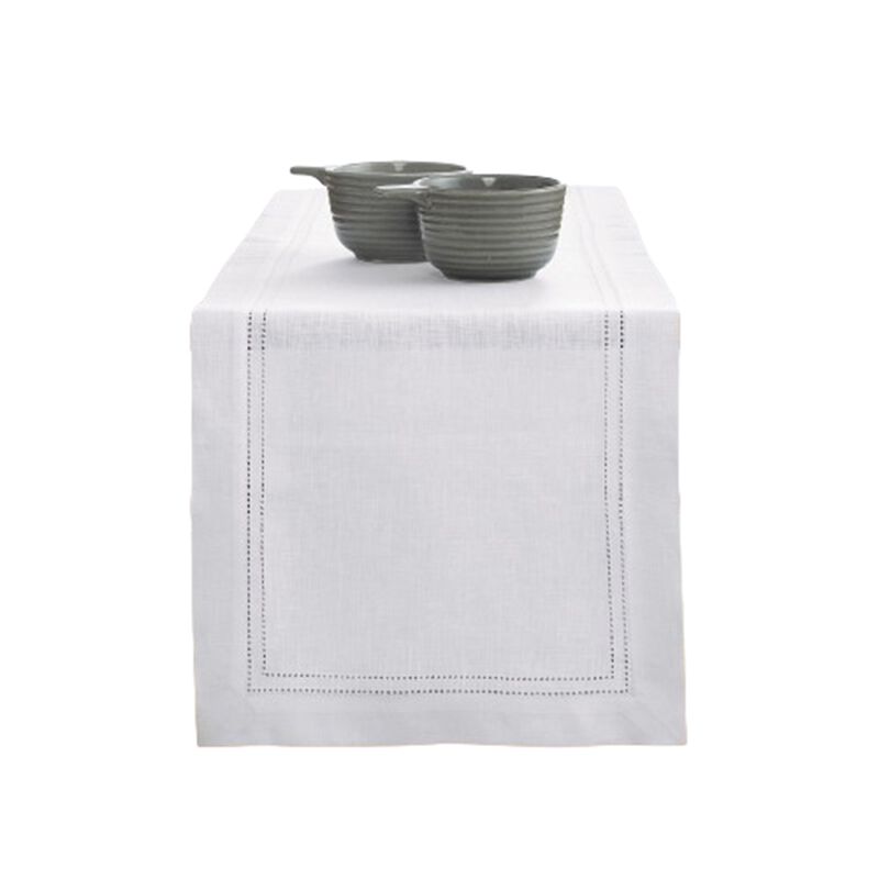 Solino Home 100% Pure Linen Table Runner - Linen Double Hemstitch