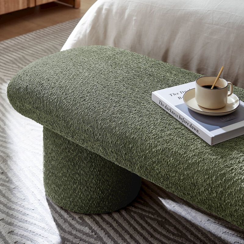 Modway Orla Chenille Upholstered Bench in Cream image number 9