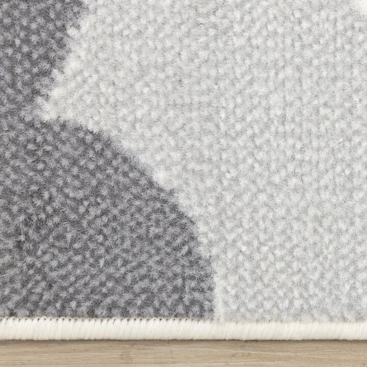 Novelle Home Functional Kids Grey White Bunny Rug, 5'3 x 7'5