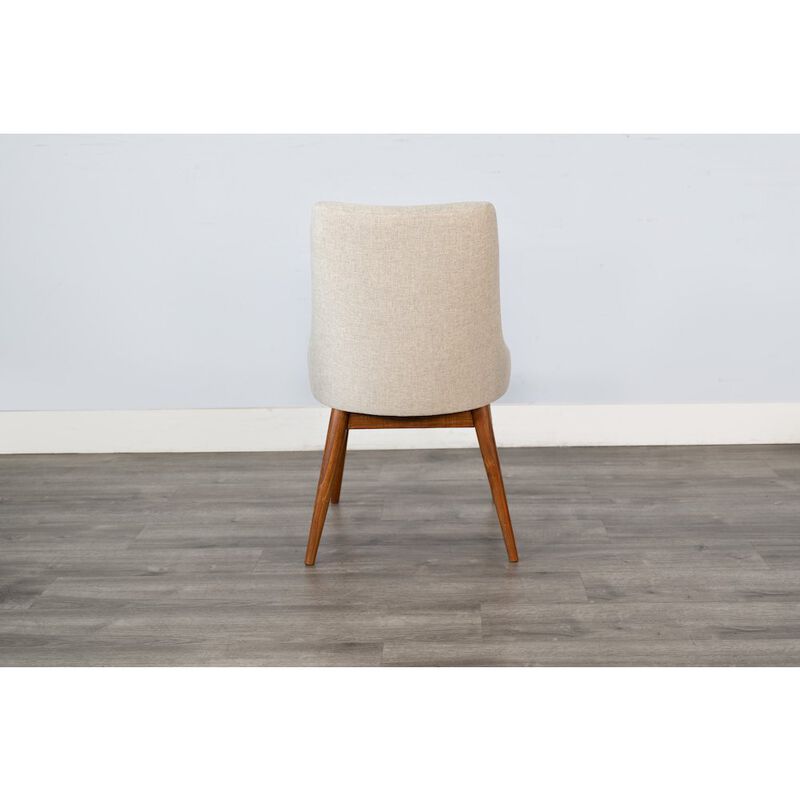 Sunny Designs Mid-Century Modern Upholstered Dining Chair, Wooden Legs (Set of 2) image number 4