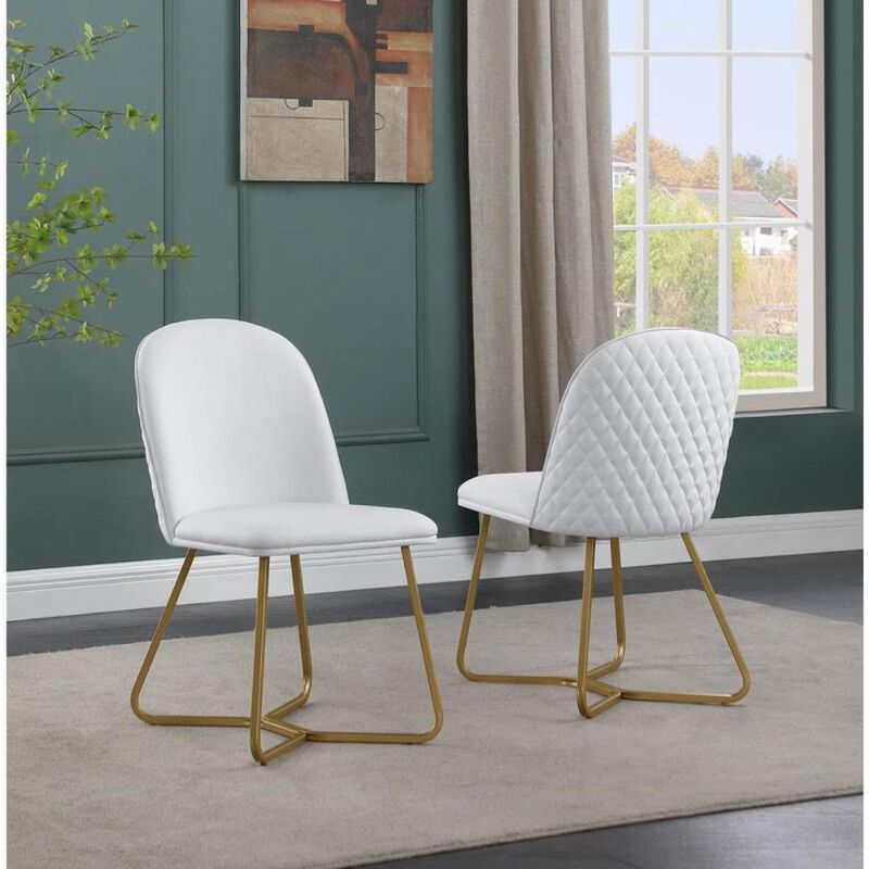 White faux leather side chairs - Set of 2