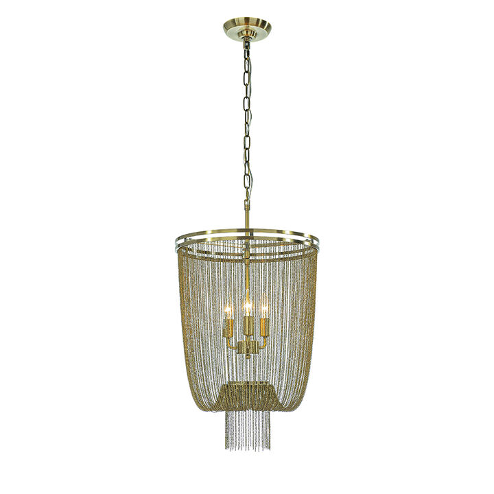 Contemporary Glam 3-Light 16" Chainmail Tassel Chandelier