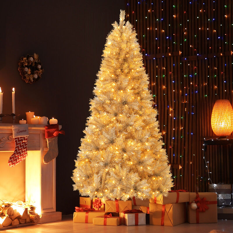 Artificial Christmas Tree with Lush Branch Tips & Built-In LED Lights for Festive Holiday D&eacute;cor