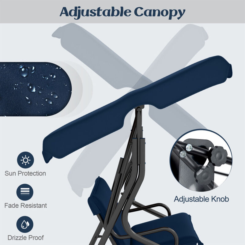 Mondawe 3 Seat Outdoor Patio Canopy Porch Swing with Cushioned Steel Frame