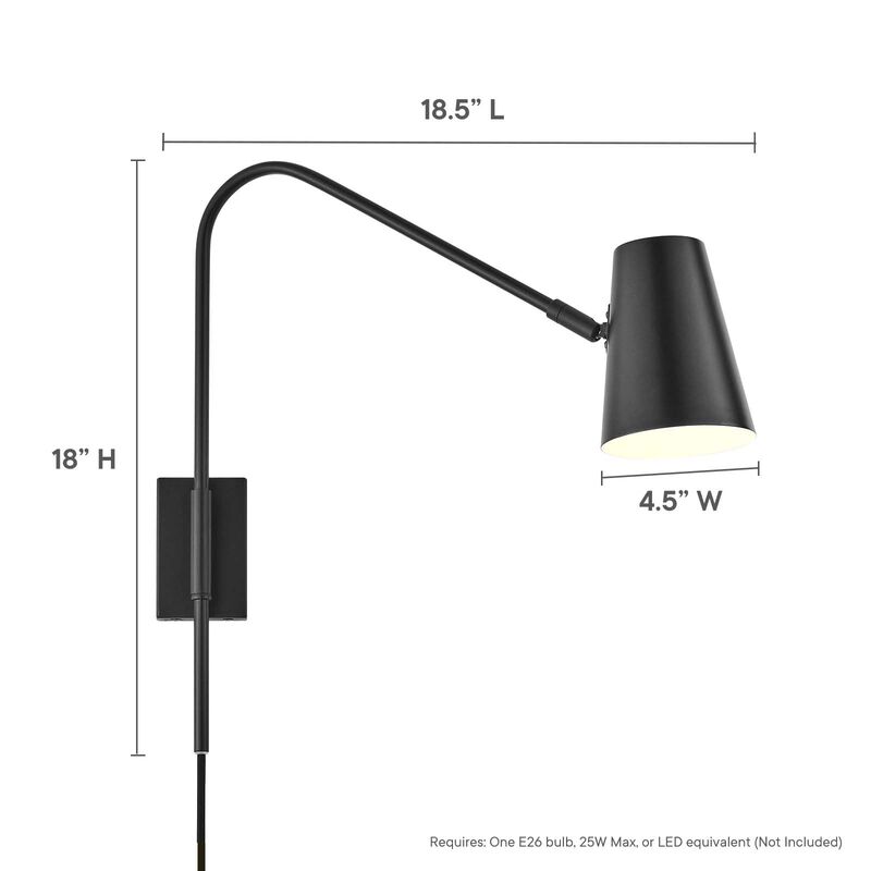 Modway EEI-6532-BLK Faye Metal Wall Sconce, Black image number 8