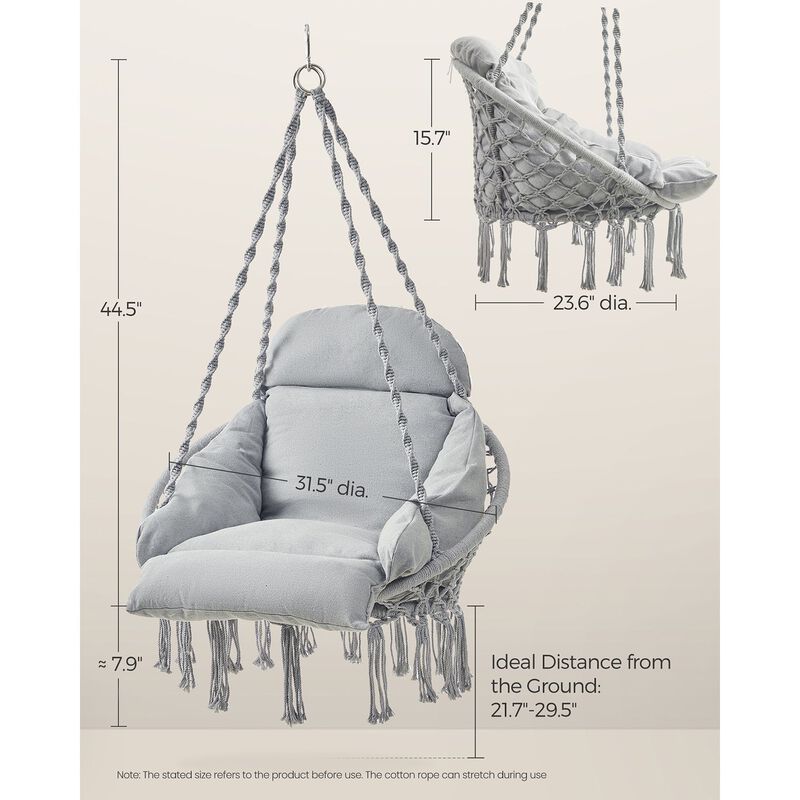 Hammock Chair with Plush Thick Cushion for Indoor or Outdoor Relaxation