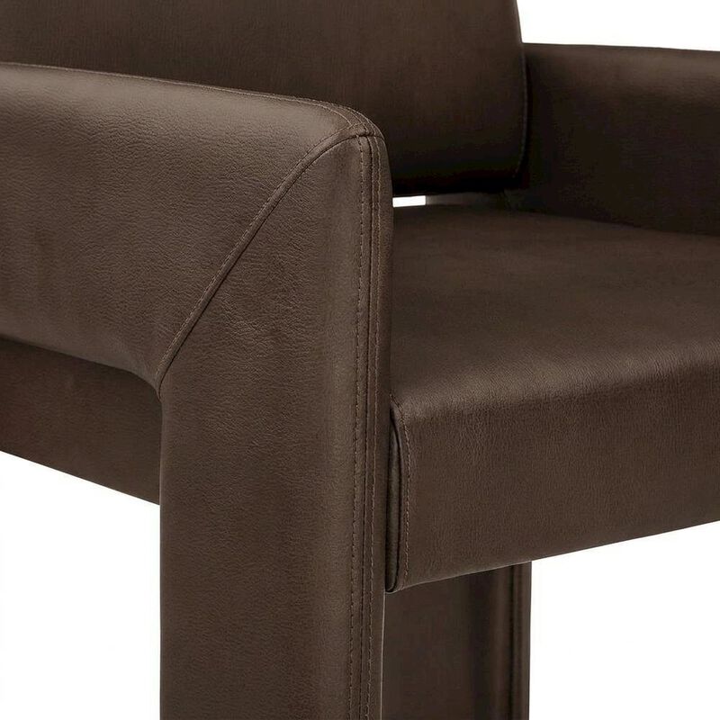 Vegan Leather Upholstered Dining Armchair for Kitchen and Dining Rooms, Espresso image number 6