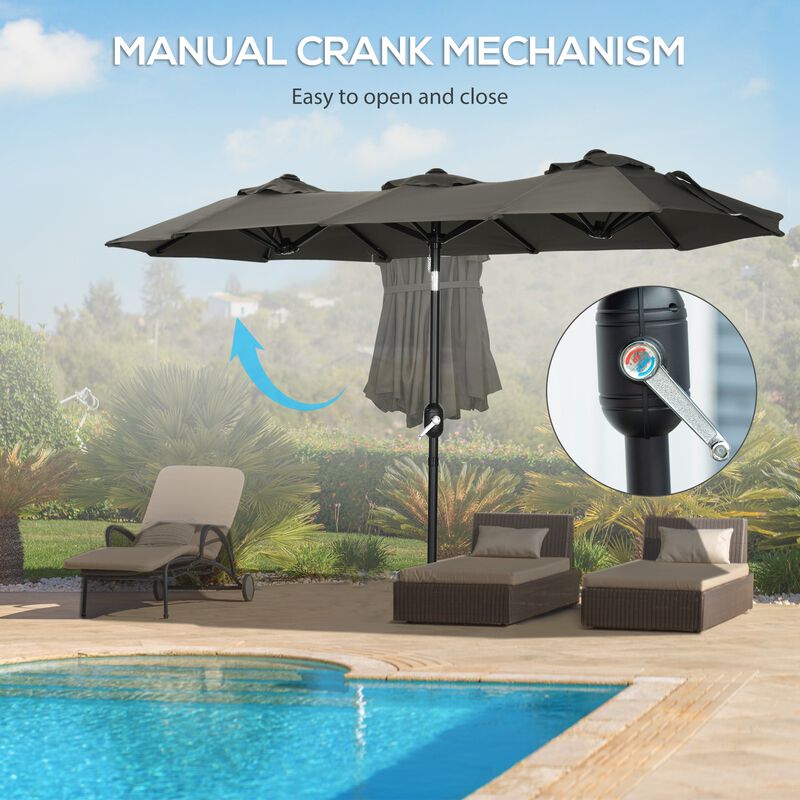 Large Patio Shade: 9.5' Double-sided Umbrella with Tilt Crank