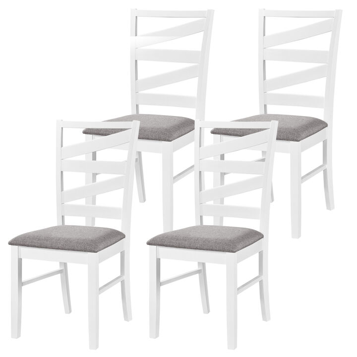 Set of 4 Wooden Dining Chairs with Backrests for Kitchen and Dining Room